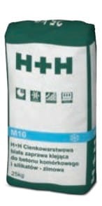 H+H Biała zaprawa cienkowarstwowa M 10 w workach 25 kg z możliwością stosowania w temperaturze od - 6˚C (ZIMOWA)